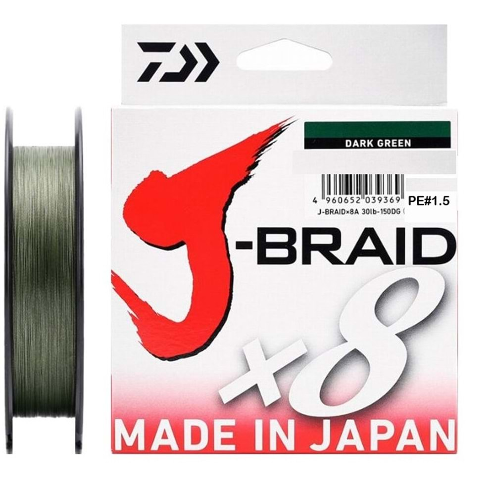 Daiwa JBraid 8B Koyu Yeşil 150m İp Misina 0,16 MM