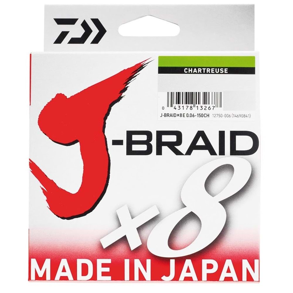 Daiwa JBraid 8 X Chartreuse 150m İp Misina 0,06 MM