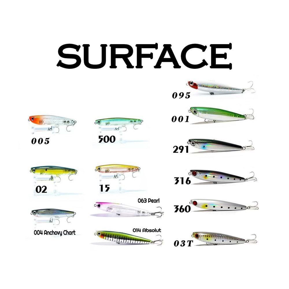 FUJIN Surface Minnow SF-90SW Maket Balık 004 Anchovy Chart