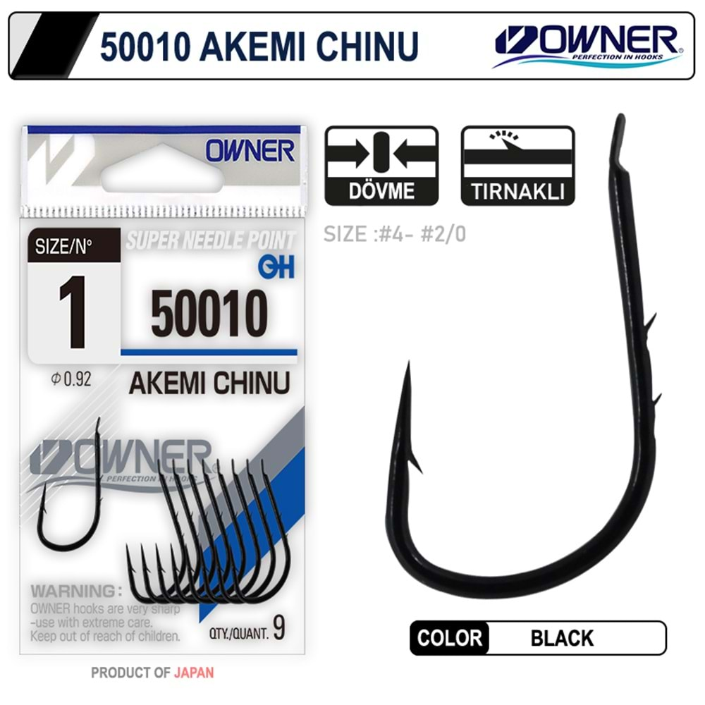 Owner 50010 Akemi Chinu Black İğne No 1/0