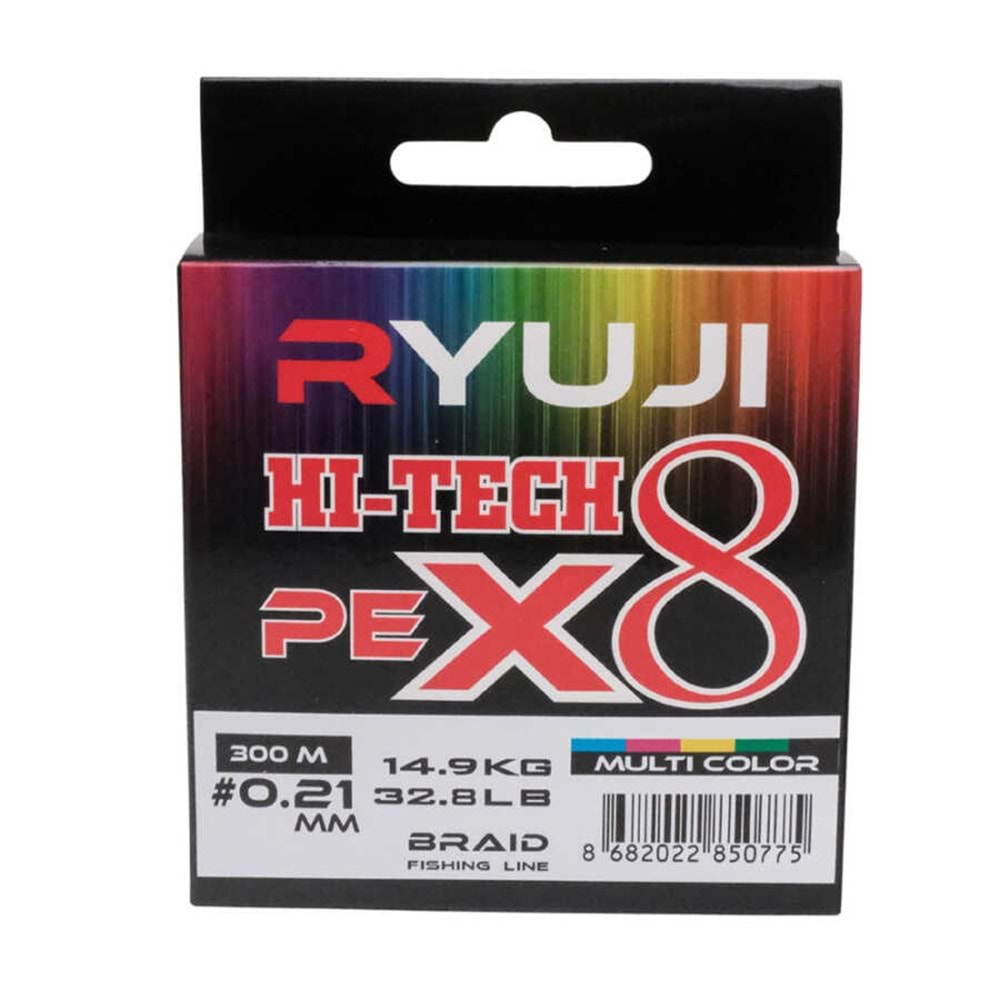 RYUJİ Hİ-TECH X8 300 M MULTI COLOR İP MİSİNA 0,21 MM