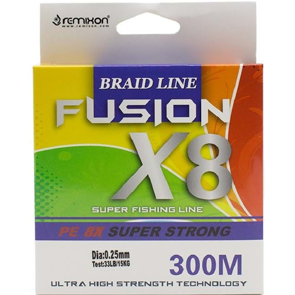 Remixon Fusion 300 M X8 Multi Color İp Misina 0,13 MM