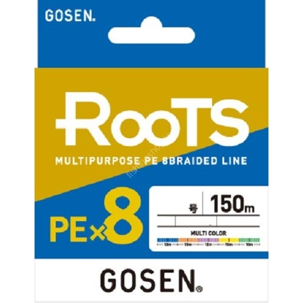 Gosen X8 Roots PE 8 Örgü Spin İp Misina 150 mt Multi Color - PE 1,2 0,187 MM