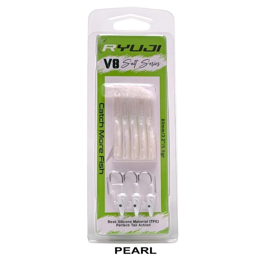 Ryuji V8 8cm 5.5gr Silikon Yem PEARL