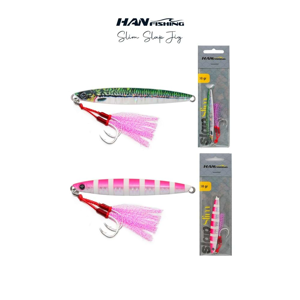 Hanfish Slap Slim Jigs 40 gr - Pink Zebra Glow