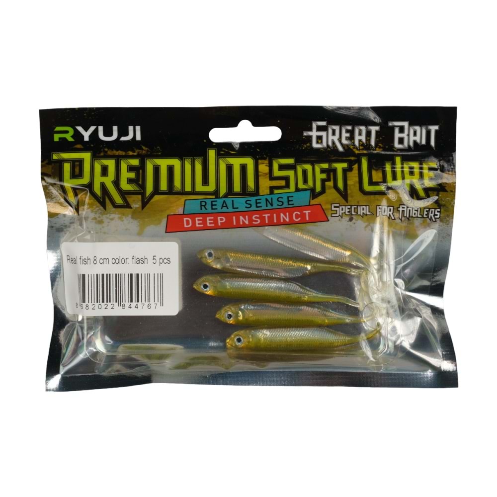 Ryuji Real Fish 8cm Silikon Yem (5 Adet) - BLUE
