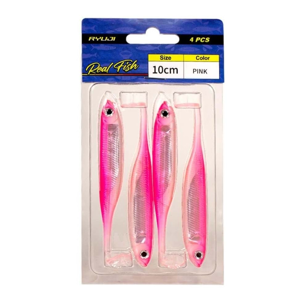 Ryuji Real Fish 10 cm Silikon Yem (4 Adet) - PİNK