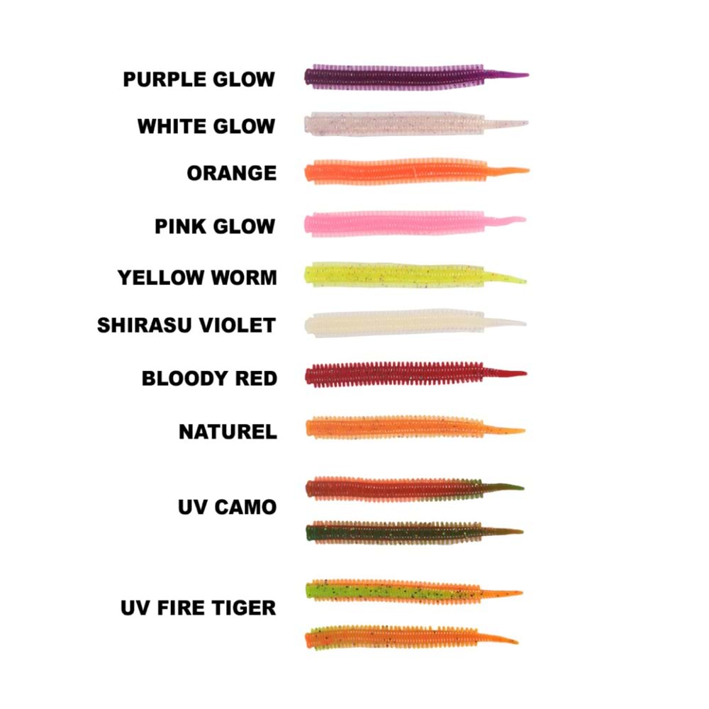 RYUJI JELLY WORM TPR 7.5CM, 20 Adet - YELLOW