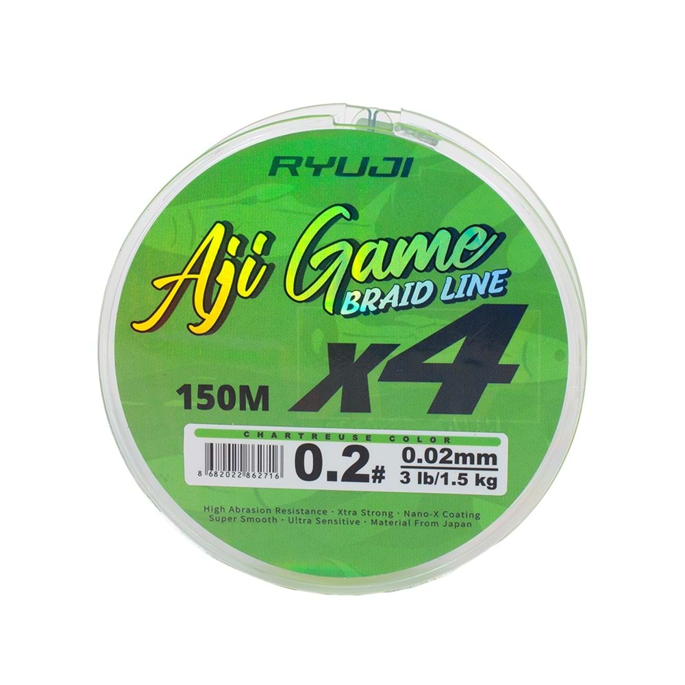RYUJI AJI GAME 4 X 150 MT CHARTREUSE İP MİSİNA