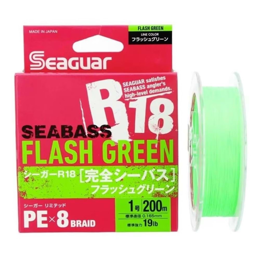 Seaguar Flash Green PE 8 Örgü Spin İp Misina 150mt Açık Yeşil - 1 PE 0.165 MM