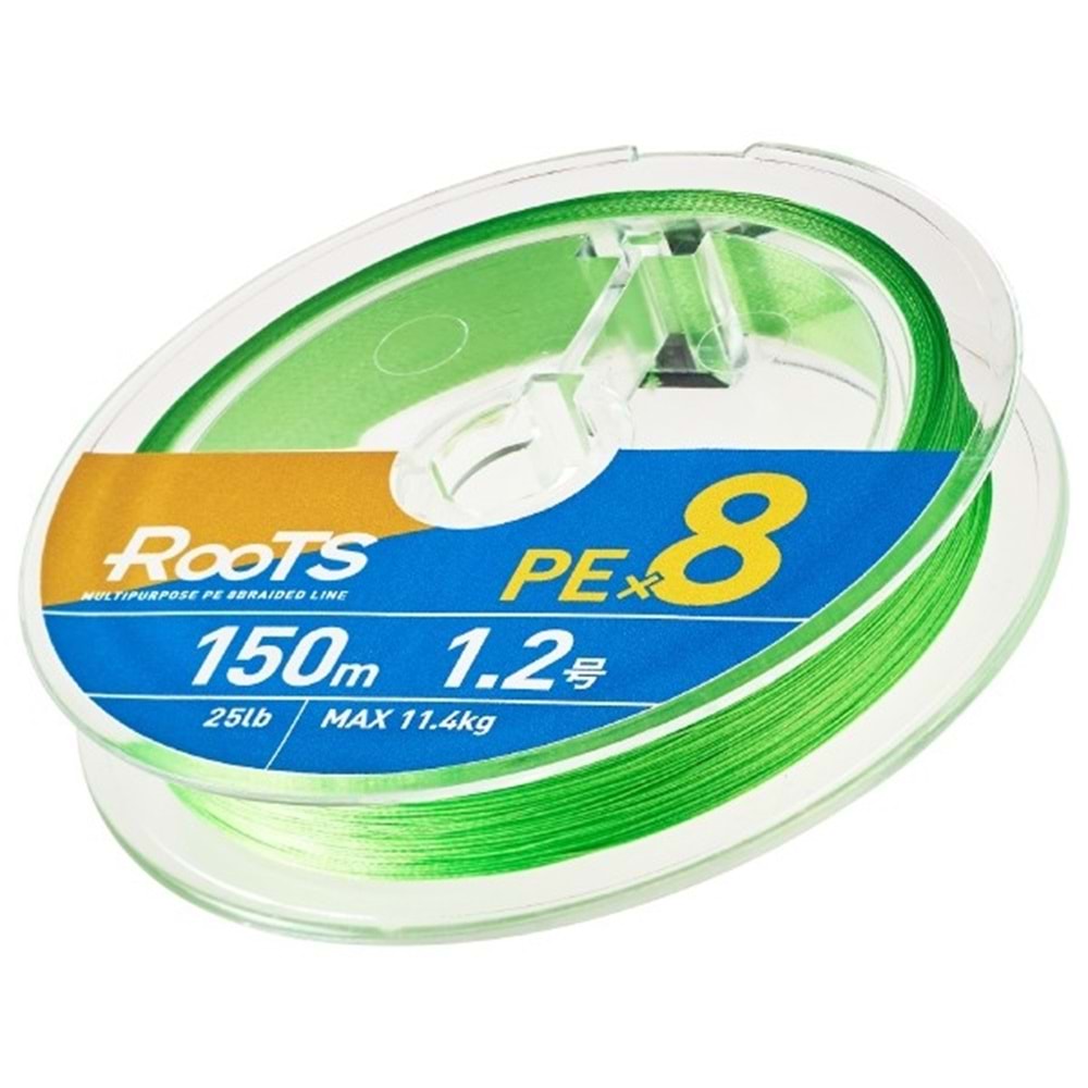 Gosen X8 Roots PE 8 Örgü Spin İp Misina 150mt A.Yeşil - 0.8 PE 0.165 MM