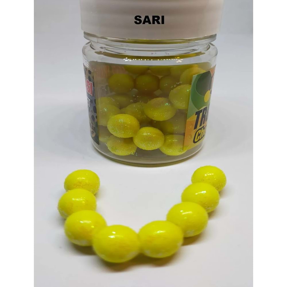 Renat Carp Trout Extra Somon Yumurtası Yüzen Alabalık Yemi Peynir Kokulu Simli 40 Adet Sarı
