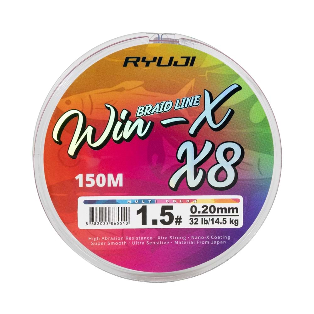 Ryuji WinX X8 150 Mt Multi Color İp Misina 0.16 Mm