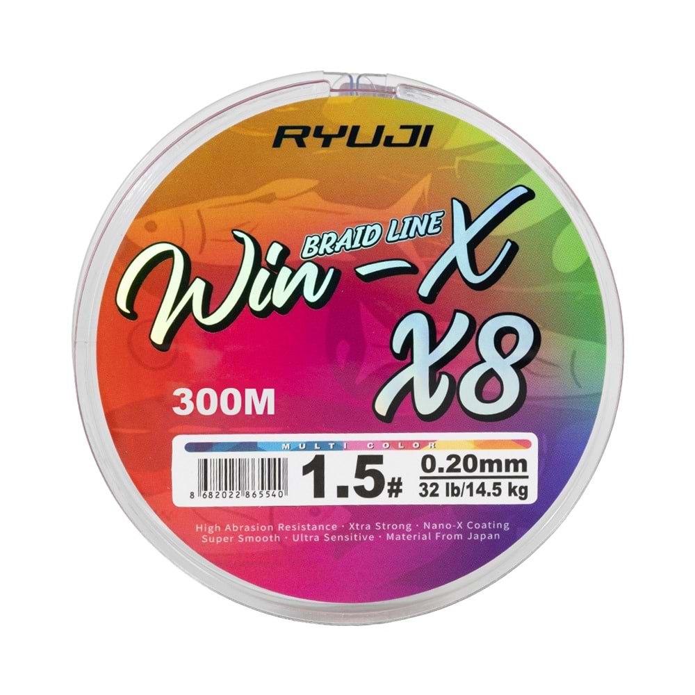 Ryuji WinX X8 300 Mt Multi Color İp Misina 0.13 Mm