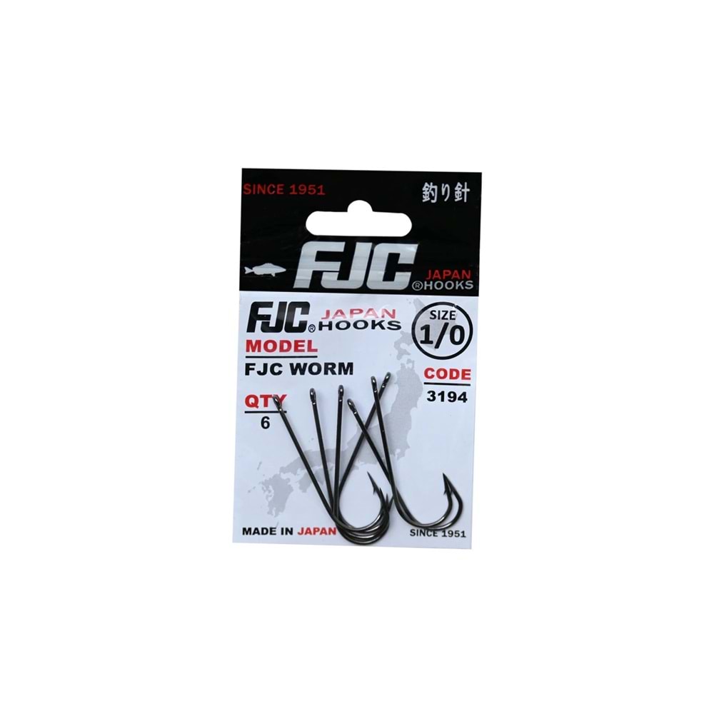 Fjc 3194 Worm Black Nikel Olta İğnesi - 1/0