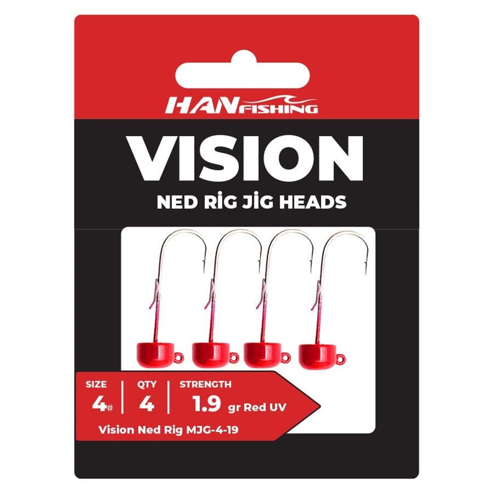 Hanfish Vision Ned Rig UV Red Jighead 1.9 Gr No 3
