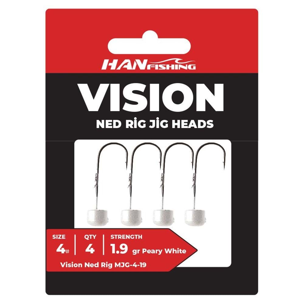 Hanfish Vision Ned Rig Pearl White Jighead 2.8 Gr No 2