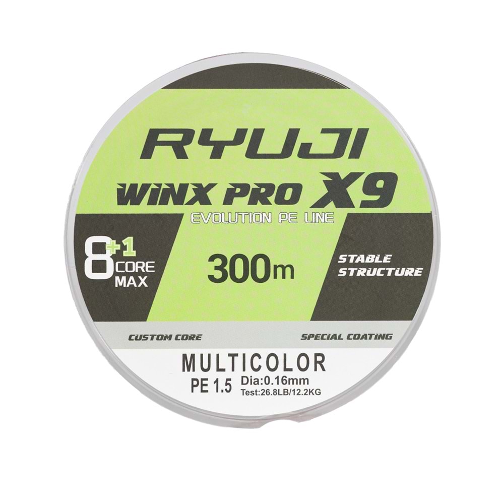 Ryuji Winx Pro X8+1 Multi Color İp Misina 300 Mt - 0.12 MM