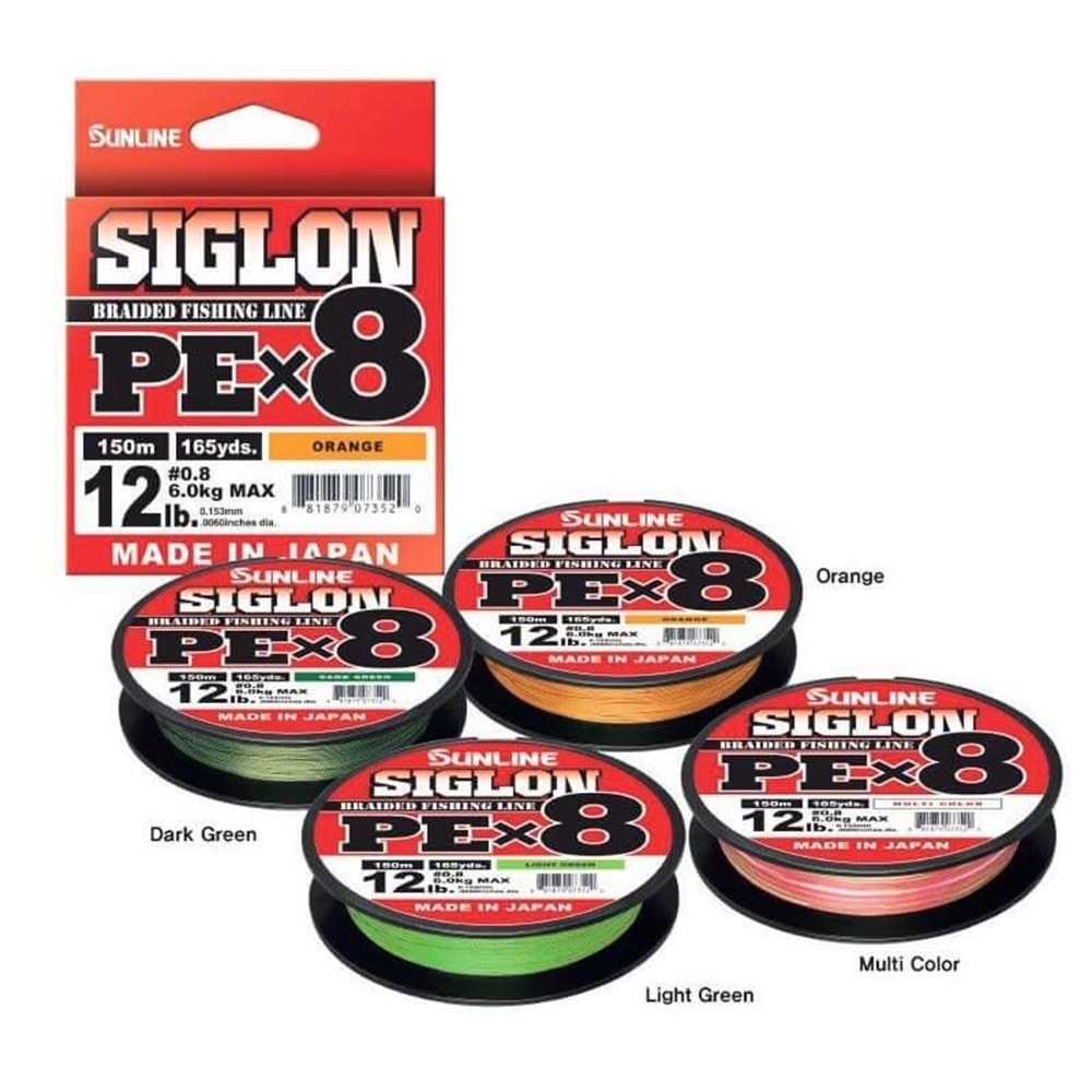 Sunline Siglon Braid Pe X 8 İp Misina Orange 150 Mt 0.153 MM 12 LB 0.8 PE