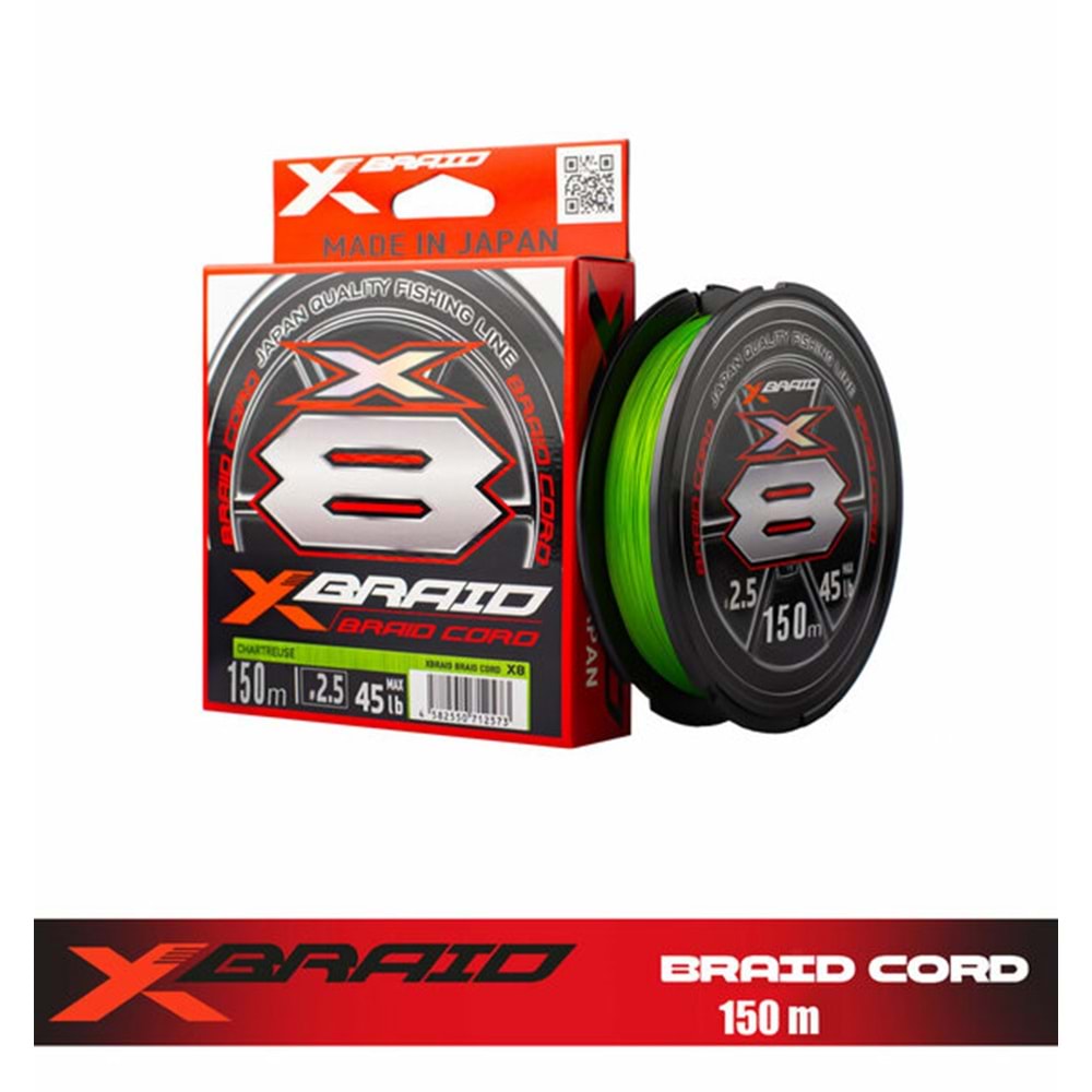 Ygk X 035 Braid Cord Pe X8 150 Mt Fluo Green İp Misina 0.104 MM