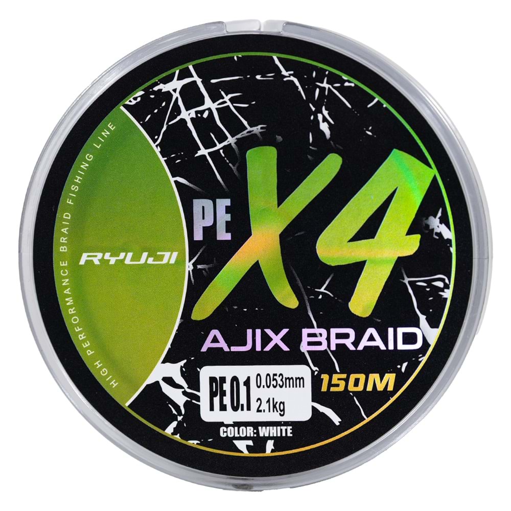 Ryuji Ajix Braid 4X 150 Mt White İp Misina - 0.2 PE 0.08 MM