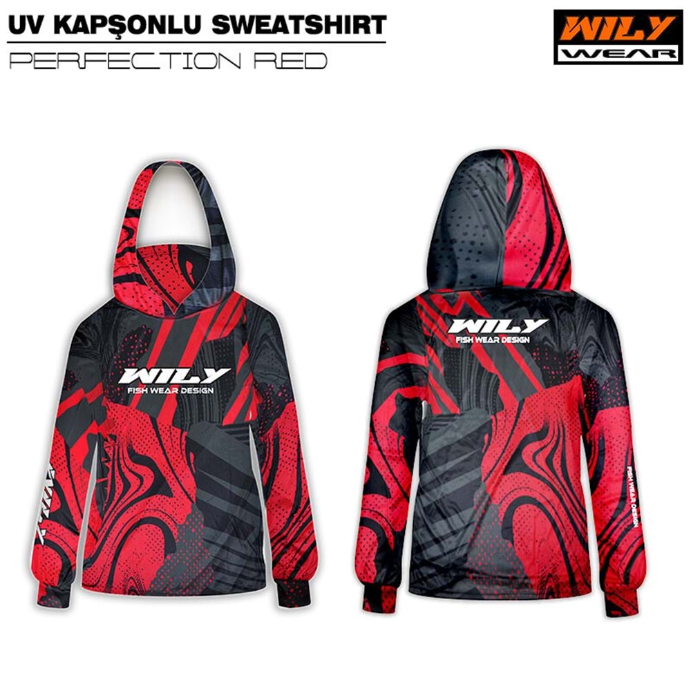 Wily Wear UV Kapşonlu Sweatshirt Perfection Red - XL