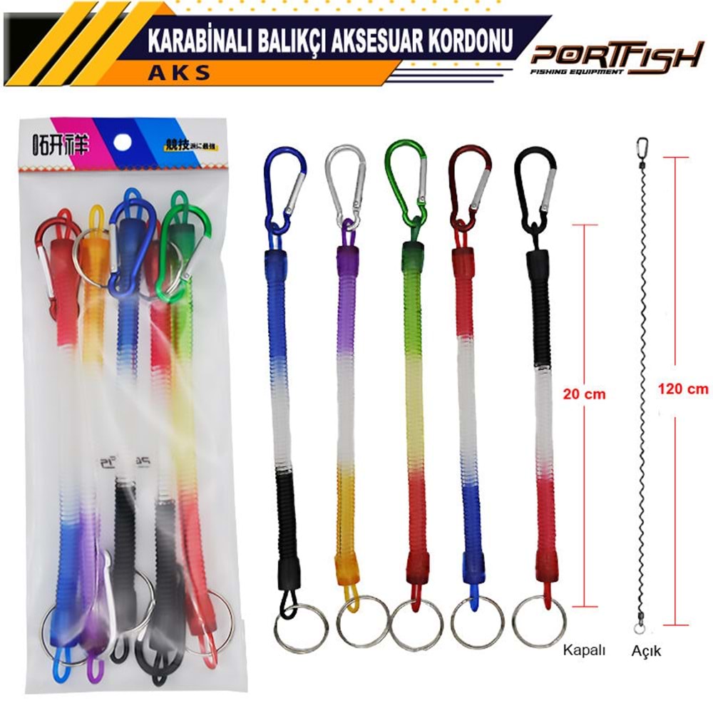 Portfish Karabinalı Balıkçı Aksesuar Kordonu 5 Adet
