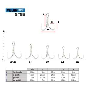 Fujin ST56 Üçlü Maket Balık İğnesi Nickel 2 no