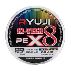 RYUJİ Hİ-TECH X8 300 M MULTI COLOR İP MİSİNA 0,21 MM