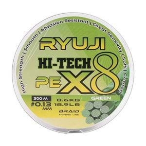 Ryuji Hİ-Tech X8 300 m Green İp Misina 0,15 MM