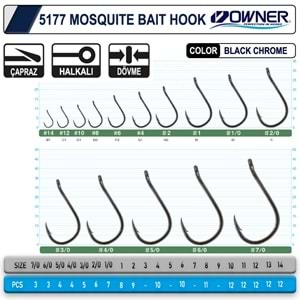 Owner 5177 Mosquito Hook Black Chrome 1/0