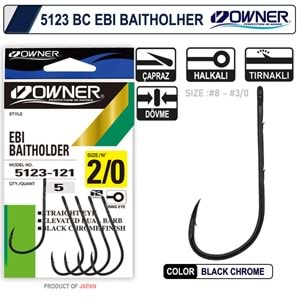 Owner 5123 Ebi Baitholder Black Chrome İğne - 3/0