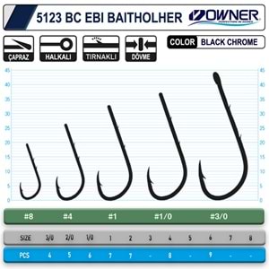 Owner 5123 Ebi Baitholder Black Chrome İğne - 3/0