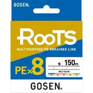 Gosen X8 Roots PE 8 Örgü Spin İp Misina 150 mt Multi Color - PE 1,5 0,216 MM