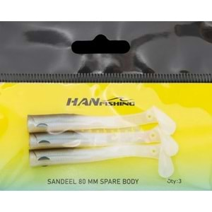 Hanfish Sandeel Silikon 80 Yedek Gövde - SB-2030 Silver Bait