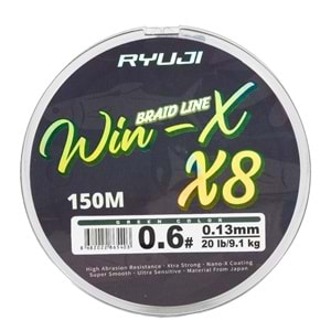 Ryuji WinX X8 150 Mt Green İp Misina 0.10 Mm