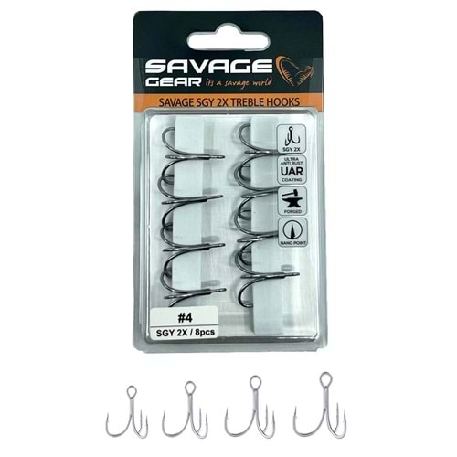 Savage Gear SGY 2X Trebles 8 Adet İğne #2