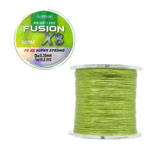 Remixon Fusion 600m X8 Green İp Misina 0.18 MM