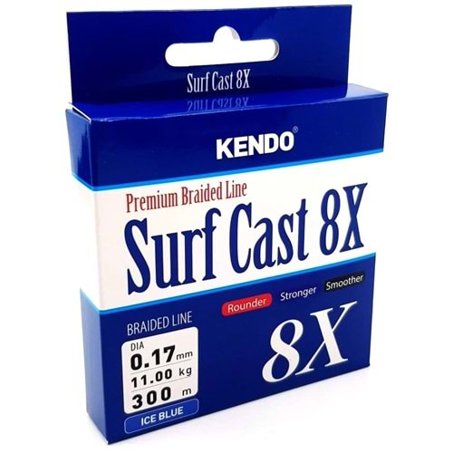 Kendo Surf Cast 8X Fighting 300 mt Örgü İp ( ICE BLUE) 0.15 MM