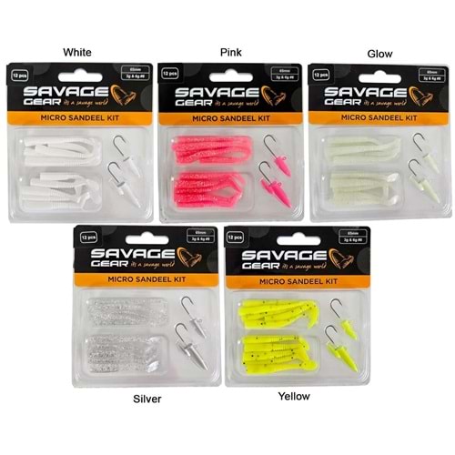 Savage gear Lrf Micro Sandeel Kit 12 Adet(1+1.5+5) Silikon Balık - GLOW