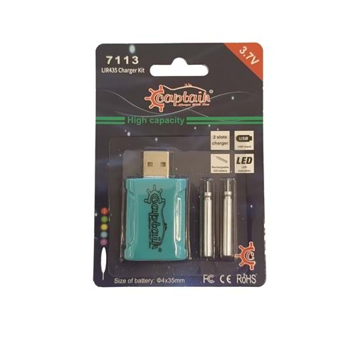 Captain 7113 Fosfor ve Şamandra Pili İçin Pil Şarj Kiti USB li