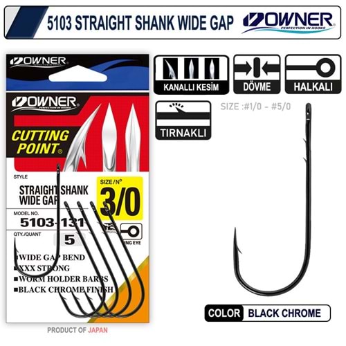 Owner 5103 Straight Shank Wide Gap Uzun Pala Lüfer İğnesi