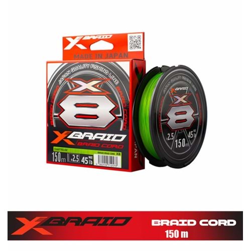 Ygk X 035 Braid Cord Pe X8 150 Mt Fluo Green İp Misina