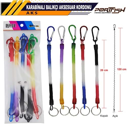 Portfish Karabinalı Balıkçı Aksesuar Kordonu 5 Adet