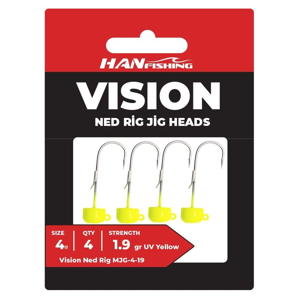 Hanfish Vision Ned Rig UV Yellow Jighead 1 Gr No 4