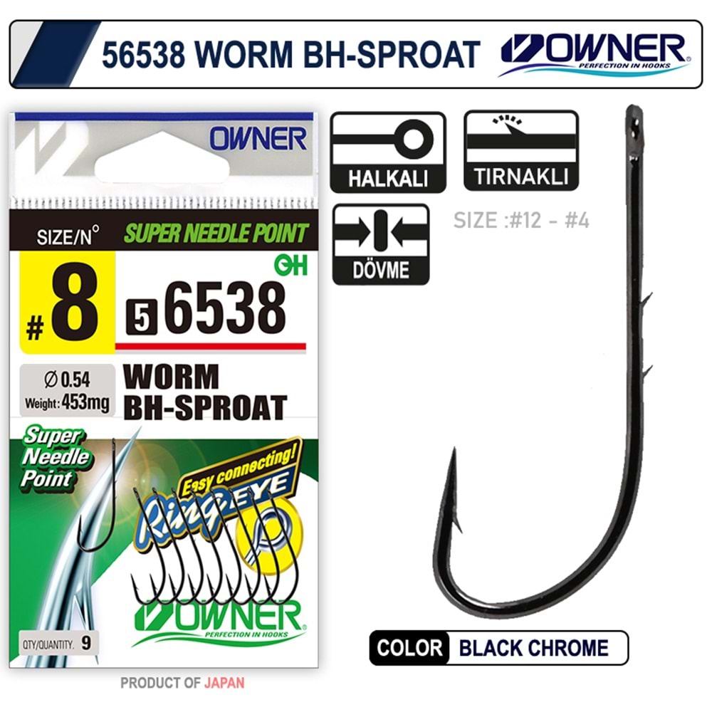 Owner 56538 Worm Bh-Sproat Black Chrome İğne - 4